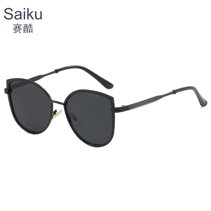 新款女士欧美潮流大框猫眼太阳镜渐变色墨镜跨境金属眼镜Glasses|undefined