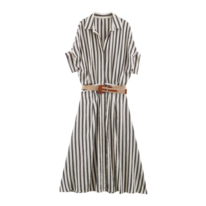 ZG Foreign Trade 2026 Summer New Women's Clothing Commuting Elegant Belted Striped Midi Dress 7933537 ZG Foreign Trade 2026 Summer New Women's Clothing Commuting Elegant Belted Striped Midi Dress 7933537