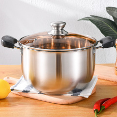 Stainless steel thickened steam pot with double ears, composite steel multi-purpose soup pot, kitchen soup cooking rice gift pot set, wholesale