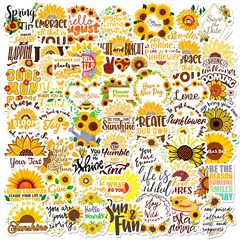 50枚のヒマワリの英字の貼り紙の小さい清新なinsの風の太陽の花の越境の漫画の貼り紙の携帯電話のコンピュータは絵を貼ります