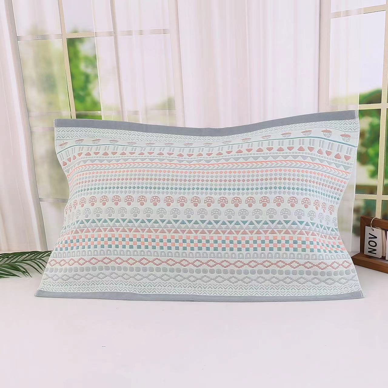 New multi-layer cotton gauze pillowcases single household pillowcases color woven jacquard dirty isolation fashionable simple all seasons available