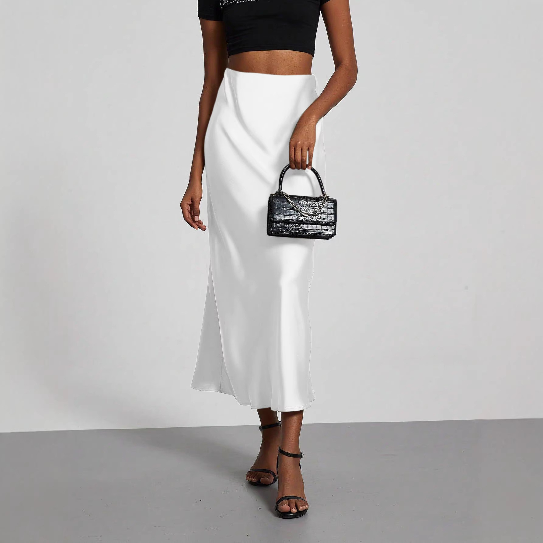 Cross-Border European and American Style Autumn and Winter Hot-Selling Drapey Skirt, High-Waisted Slimming Elegant Hip-Hugging Straight Skirt
