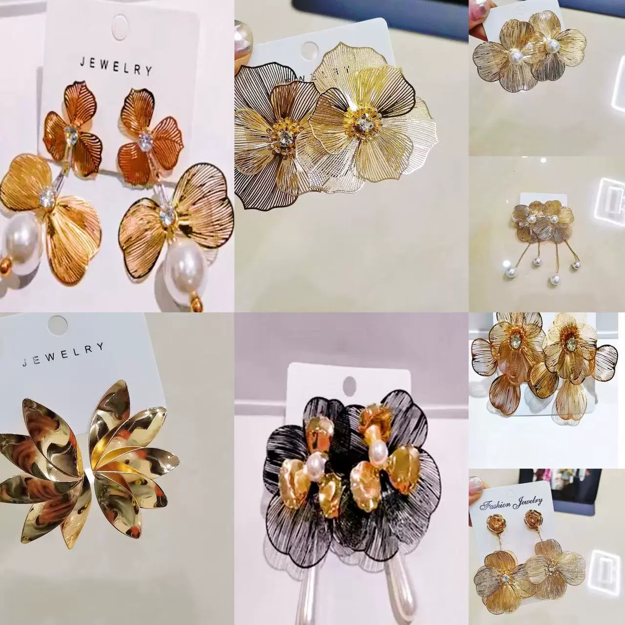 Золотые серьги-цветы с полым дизайном, маленькие серьги в виде компьютерного чипа, объемные цветочные серьги, прямые поставки с фабрики, трансграничная торговля