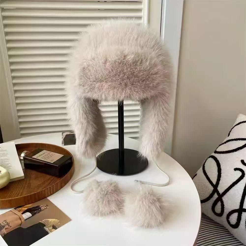 La sensación de la atmósfera es más gruesa, sombrero de pelusa de visón, sombrero de invierno caliente para mujeres, sombrero de esquí de bicicleta del noreste.
