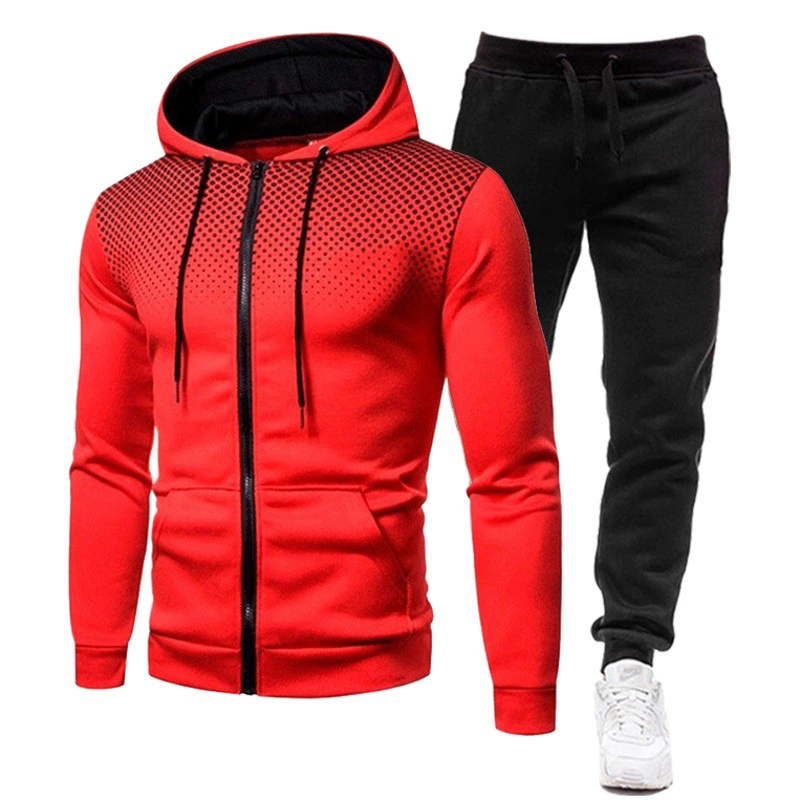 2023 Новый однотонный костюм на молнии с принтом в горошек, осенне-зимний мужской и женский спортивный свитер с капюшоном на флисовой подкладке, свитер, брюки