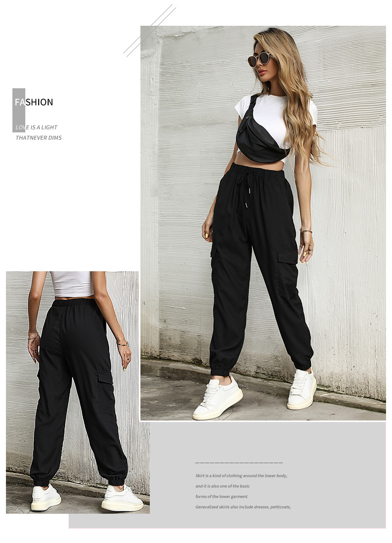 Pantalones casuales sueltos de color sólido de cintura alta para mujer nihaostyles ropa al por mayor NSDMB79608