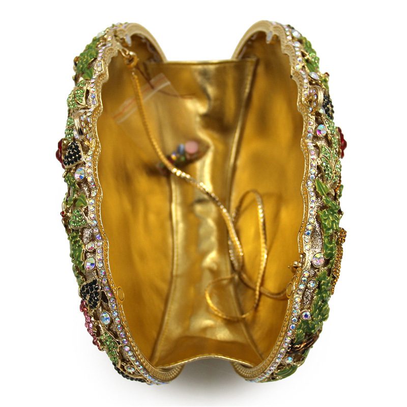 Nuevo paquete de cena de moda transfronteriza, bolsas tridimensionales, bolsas de diamantes completas, bolsas de mano, embrague nuevo oro