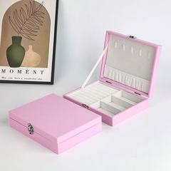 伴手礼网红爆款饰品盒首饰盒单层便携皮革珠宝戒指耳钉首饰收纳盒