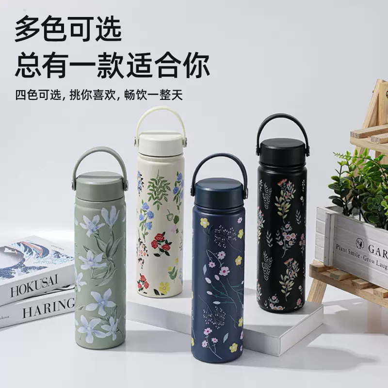 新款跨境304不锈钢保温杯大容量便携真空运动水壶户外印花水杯子