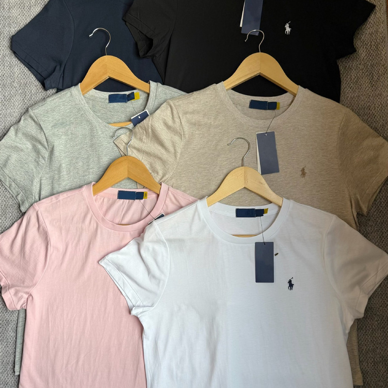 PL Ruff Pony Mark Women's Round Neck Short-sleeved T-shirt Classic Cotton All-match Top Women