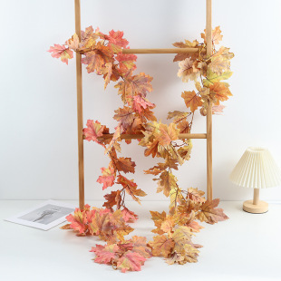 Cross-border hot sale Maple Leaf rattan Halloween Christmas decoration rattan home hanging decoration simulation autumn maple leaf Rattan