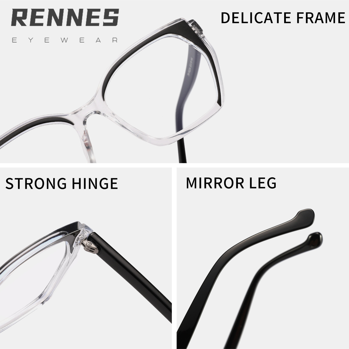 TR90 marco grande transfronterizo a juego de colores ojo de gato casual lente plana anti-luz azul sin maquillaje europeo y americano marco de ojo de miopía de alta calidad