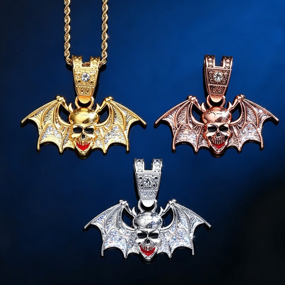 Hip-hop transfronterizo Halloween calavera de aleación colgante de goteo de aceite personalidad exagerada Europa y América fabricantes de collares de hombres al por mayor