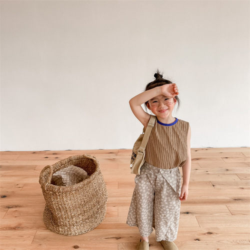 2024 Children's Clothing Summer New Products Girls Summer Clothes Korean Style Plaid Sleeveless Shirt Summer Shirt 123226