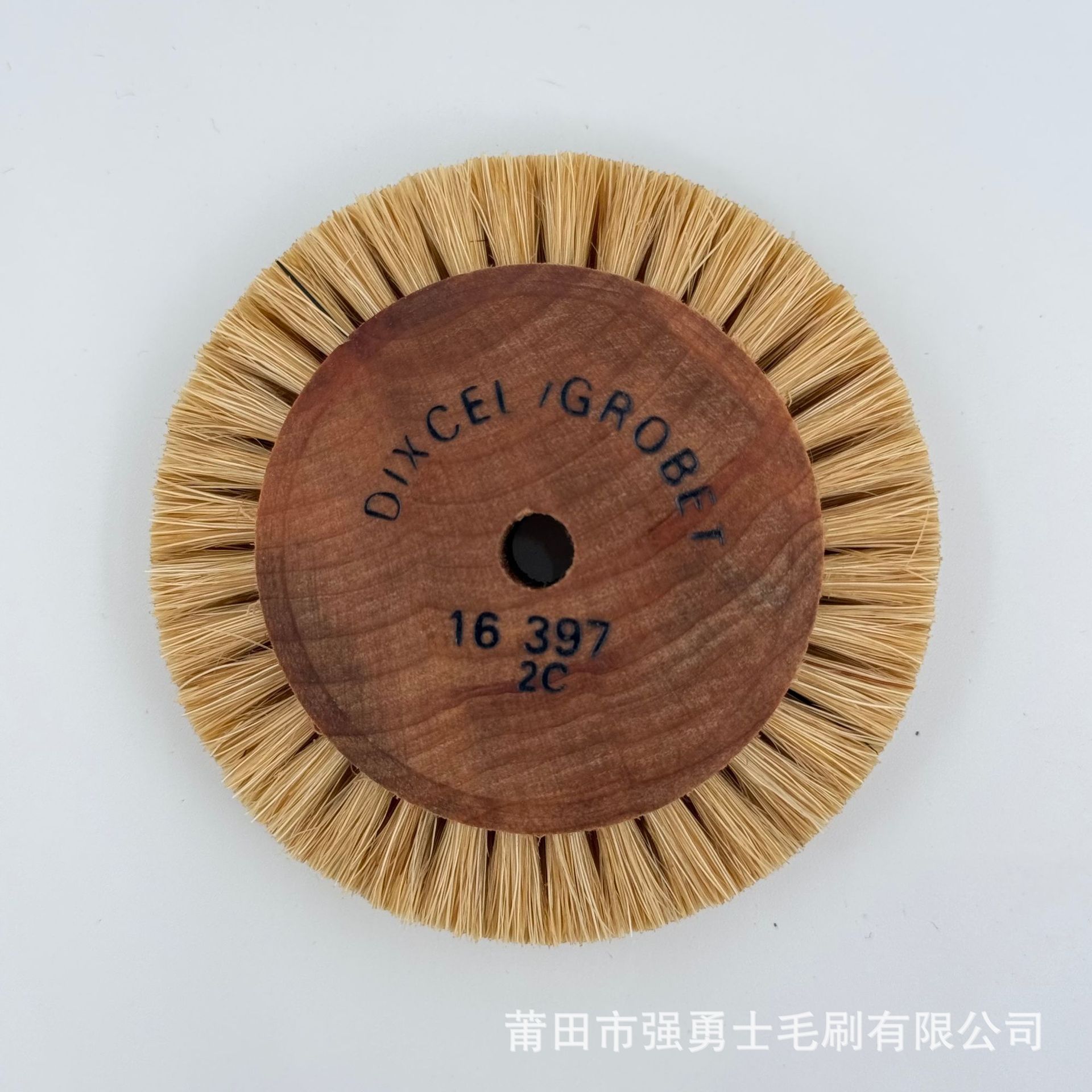 2C双层白猪鬃油木心毛扫 抛光轮 贵金属柔光抛光工具猪鬃刷圆形