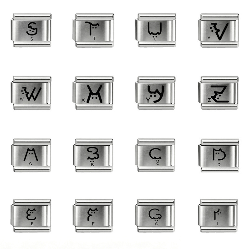 New English Letter Module Stainless Steel DIY Italian Bracelet, Cross-Border Stackable Versatile Chain, Simple and Versatile