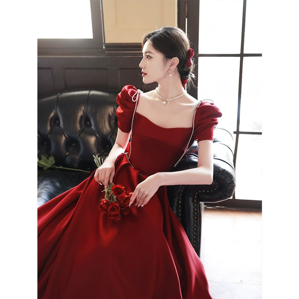 Burgundy, long, mid-length