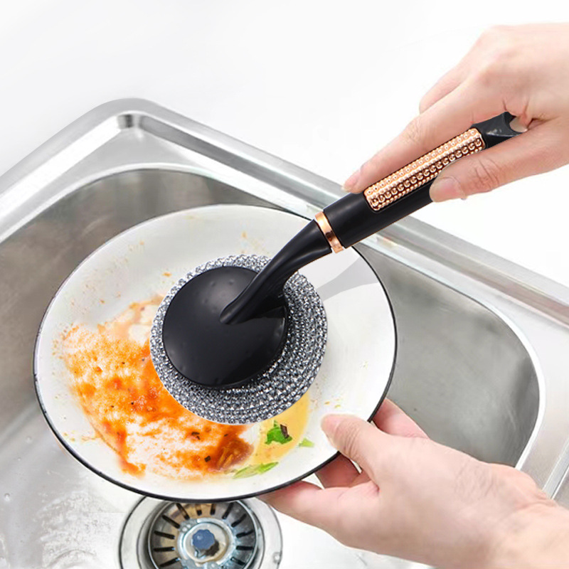 Cleaning Brush, Pot Washing Brush, Creative Household Kitchen Gadget, Accessible Luxury, Replaceable Brush Head, No Dirty Hands, Long-Handled Pot Brush