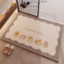 卡通卡皮巴拉亚麻地垫卫浴门口强吸水垫厨房入户门耐脏防滑脚垫子