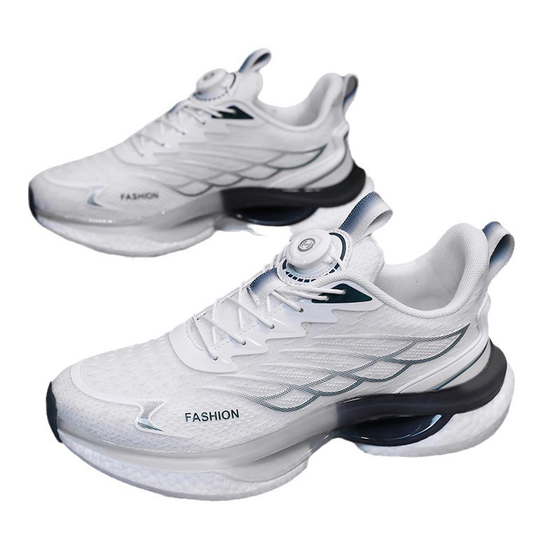 2024 nuevas zapatillas para correr con hebilla giratoria con colchón de aire tejido volador, resistente al desgaste, absorción de impactos, cómodo forro interior, zapatos deportivos para exteriores, zapatos de moda para hombres