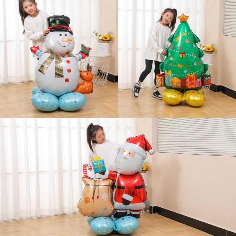 Decoración de Navidad gran base árbol de Navidad árbol anciano alce muñeca de nieve estereoscópica diseño de jardín de infantes de globos