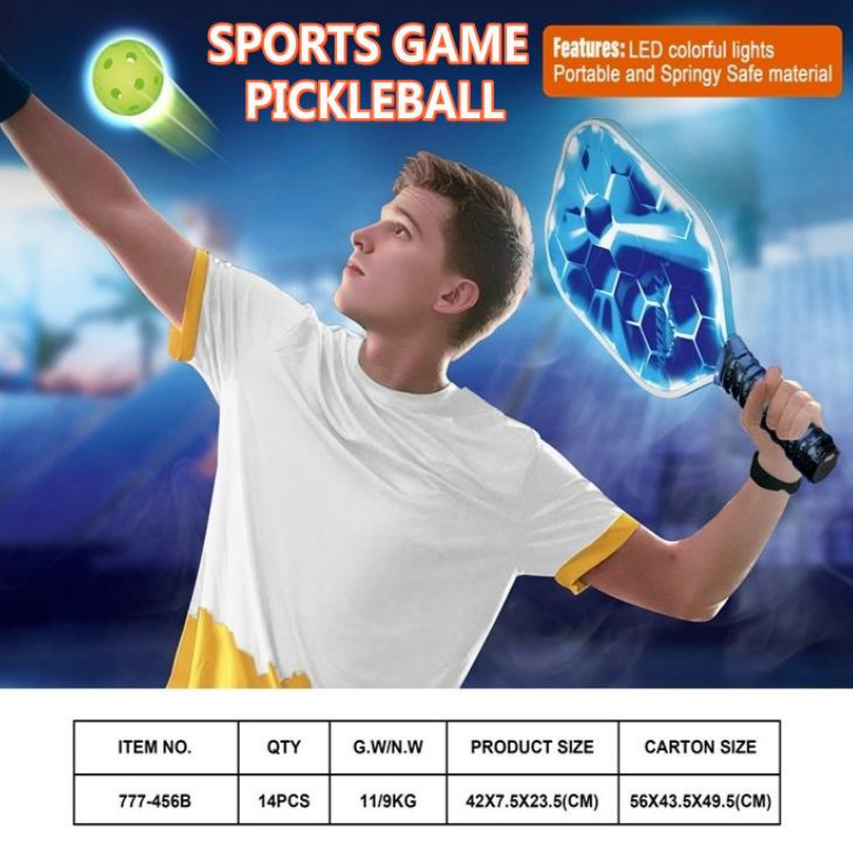 Cross-Border New Children's Pickleball Racket Sports Toy Set Luminous Pickleball Racket Fiberglass Pickleball Racket