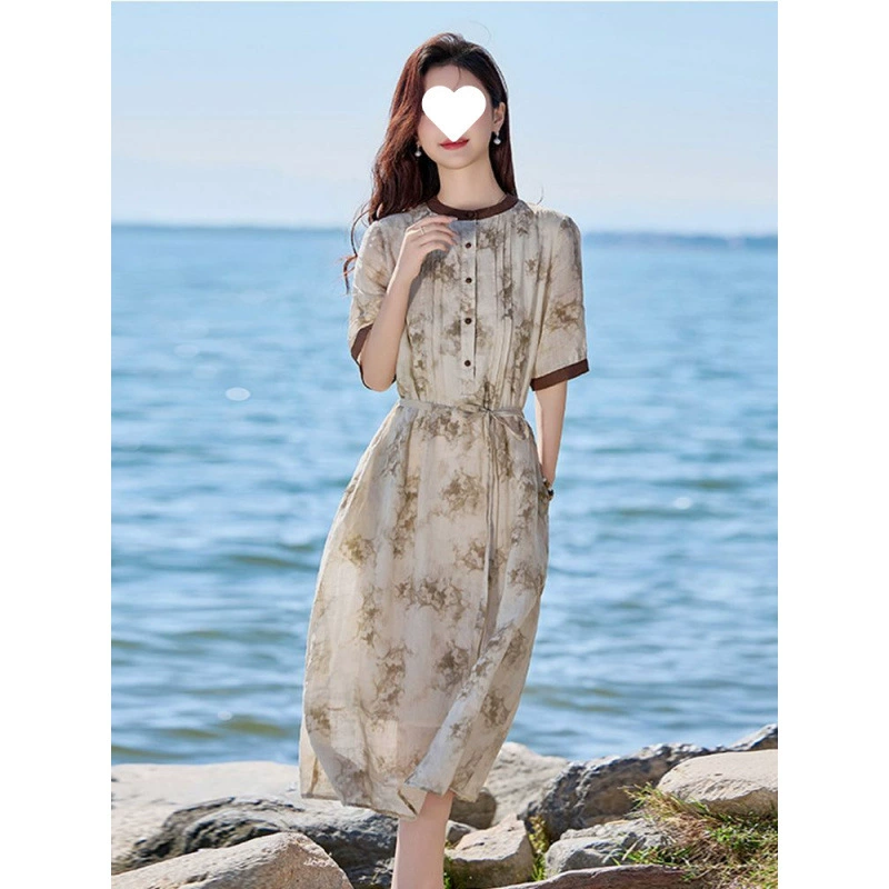 Повседневное и элегантное высококачественное легкое и тонкое платье средней длины в курортном стиле, новое летнее длинное платье в женском стиле
