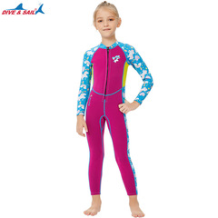 New children's wetsuit female 2.5MM thickened warm children's swimsuit one-piece long-sleeved sun protection snorkeling surfing suit