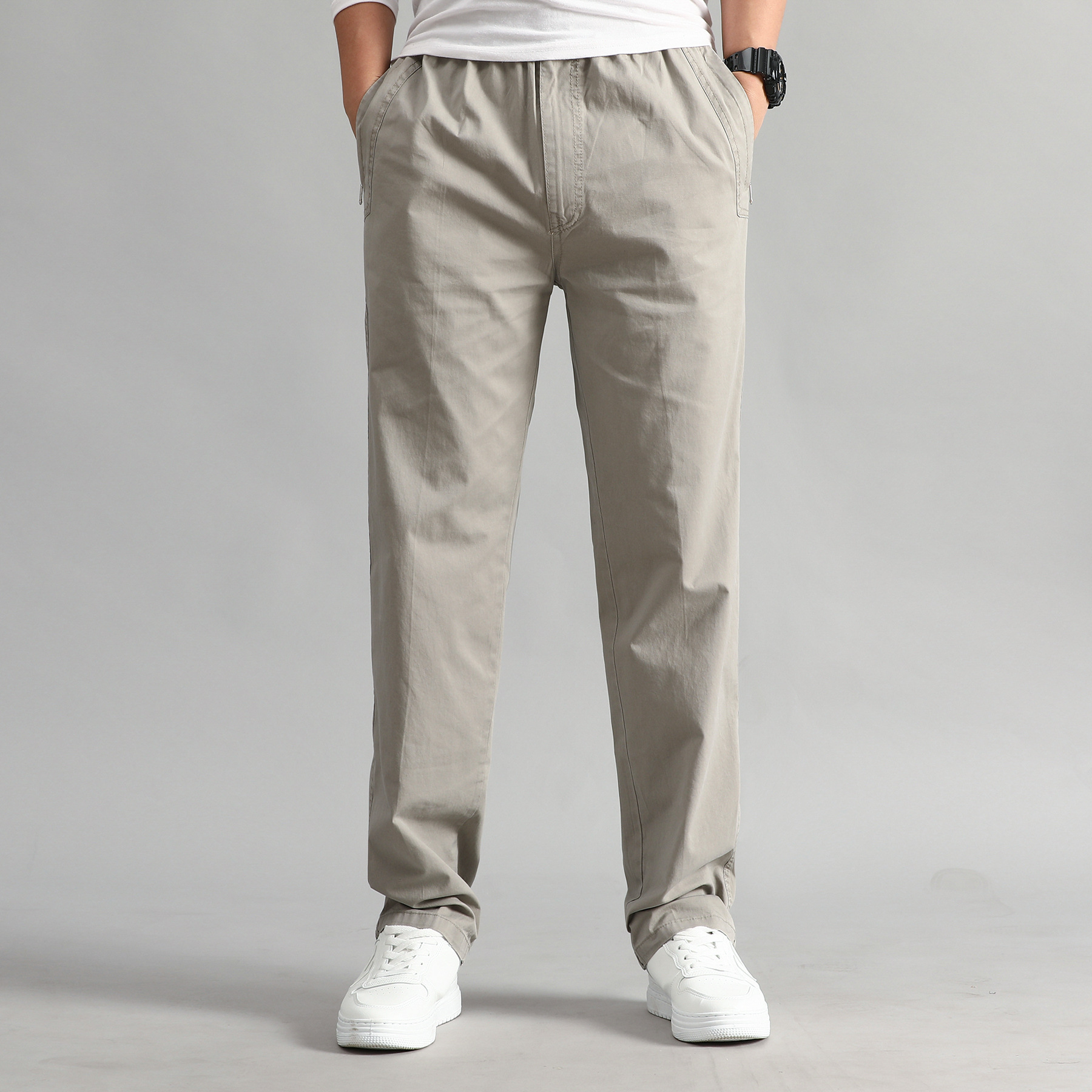 Spring and Summer Men's Work Pants, Thin Style, Loose Straight Casual Pants, Outdoor Sports Pants, Middle-Aged Men's Long Pants