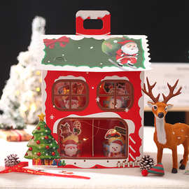 圣诞节纸杯蛋糕包装盒装饰圣诞马芬杯老人杯子圣诞插件手提蛋糕盒