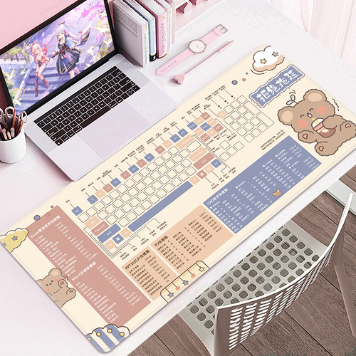 卡通PS快捷键大全CAD鼠标垫超大办公电脑键盘笔记本女生防滑桌垫