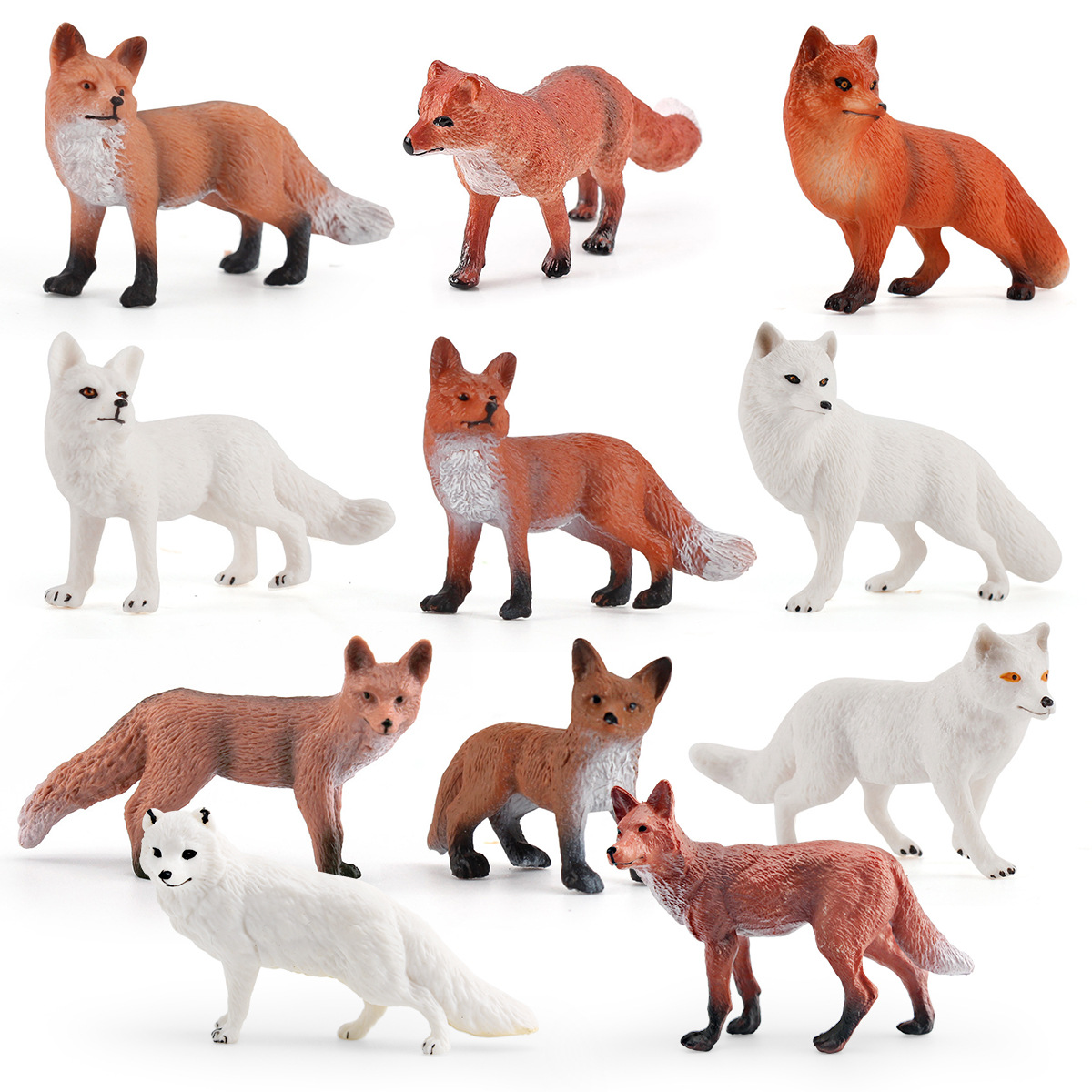 Simulación transfronteriza sólido modelo de zorro salvaje zorro rojo zorro blanco grande zorro ártico zorro rojo estático adornos hechos a mano para niños