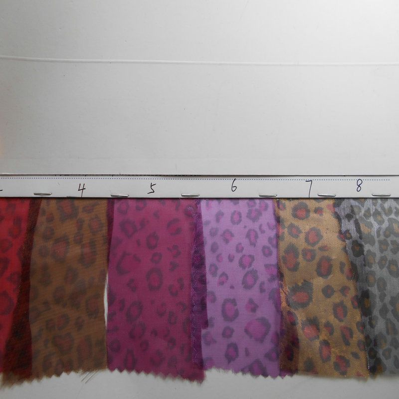 尼龙80目纱网印花豹纹网眼布料超细纱网平网印花豹纹服装鞋材面料