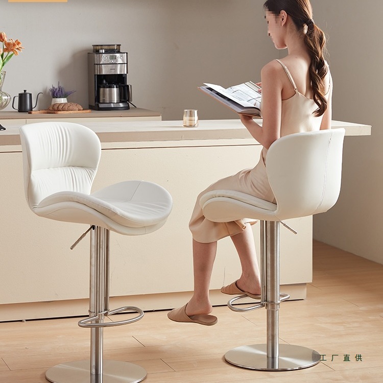 Comfortable Bar Chair with a Luxurious and High-End Feel, Home-Use Stainless Steel High Stool, Simple Island Dining Chair