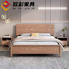 北歐實木床1.8米雙人床現代簡約出租房小戶型白蠟木原木風單人床