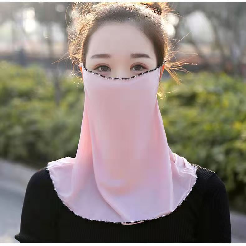 Ice Silk Sunscreen Veil For Women Multifunctional Neck Protector_voghion.com