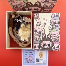 水贝黄金999足金卡通金箔Labubu手机链绳拉布布送朋友装饰钥匙扣