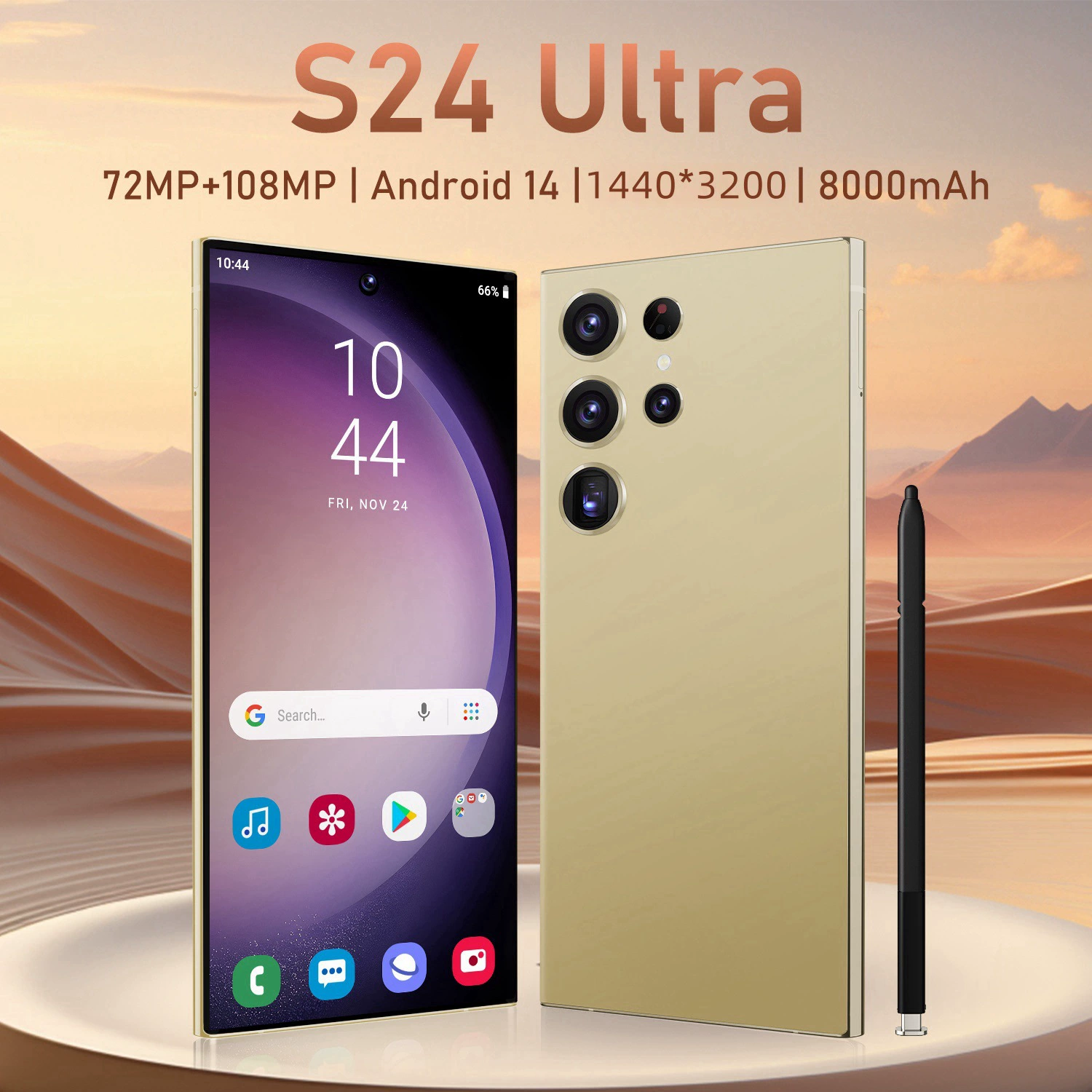 Смартфон S24, Android, широкий экран, 3G