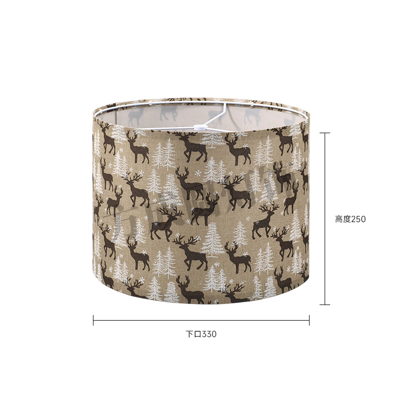 Pantalla de lámpara de mesa de Amazon Pantalla de lámpara de impresión de patrón de animal de alce de bosque desmontable cubierta de tela de lámpara de pie KD