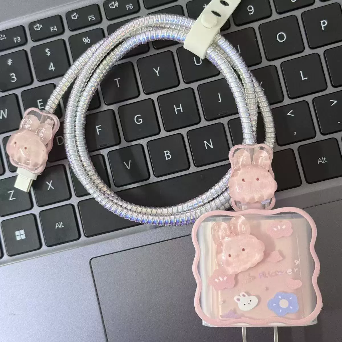 Наклейка кролик волнистый чехол для зарядного устройства подходит для Apple 20w зарядная головка для защиты мягкой оболочки от разрыва провода