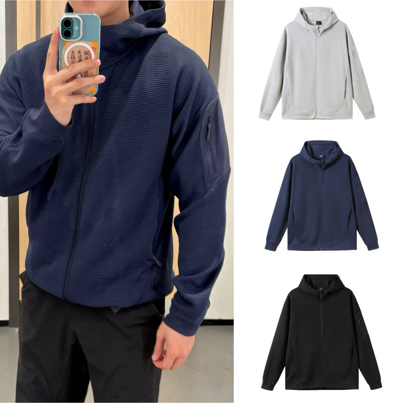 H00Dy Series High-End Knitted Waffle Fabric, Excellent Fit, Spring Men's Outdoor Hooded Sports Jacket H00Dy Series High-End Knitted Waffle Fabric, Excellent Fit, Spring Men's Outdoor Hooded Sports Jacket