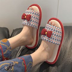 Indoor flat linen slippers for spring and summer, suitable for women's home and bedroom use, fairy-style soft-soled all-season cotton linen coolers