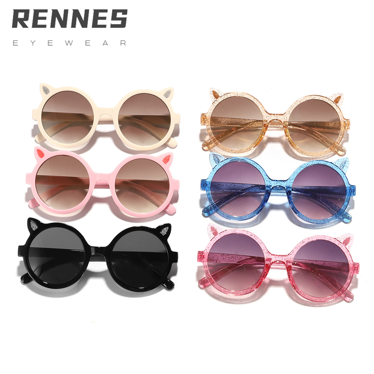 Nuevas gafas de sol para orejas de gato con montura redonda para niños