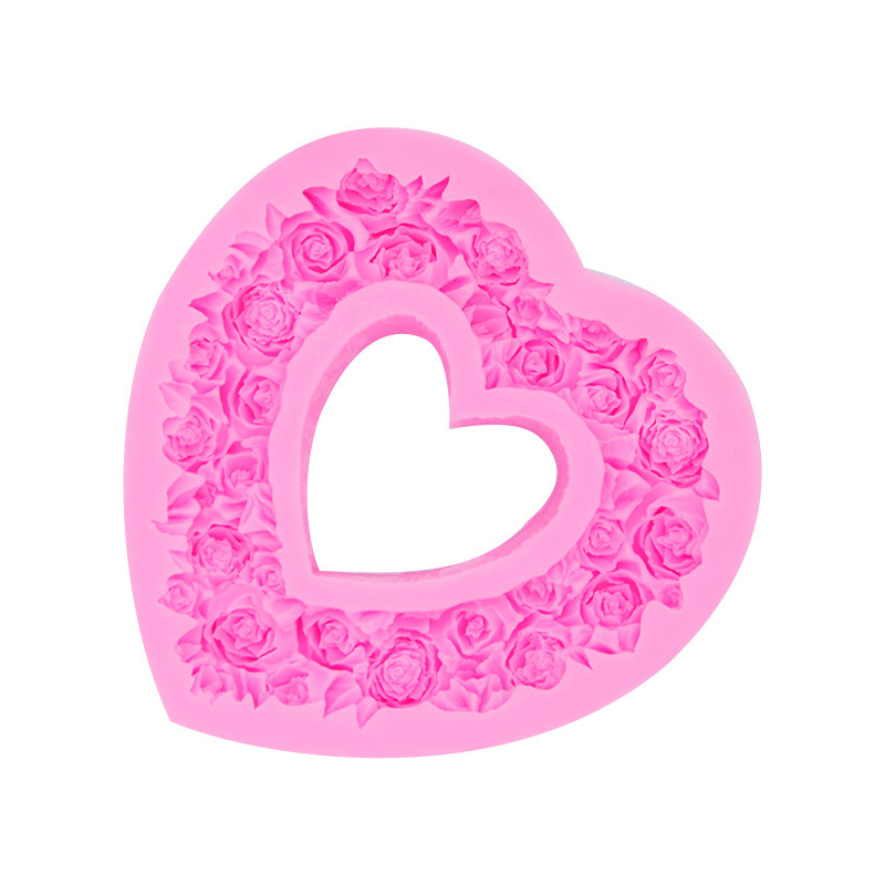 Rosa amor corazón gran guirnalda molde de silicona fondant chocolate molde de silicona epoxi arcilla suave cerámica Accesorios