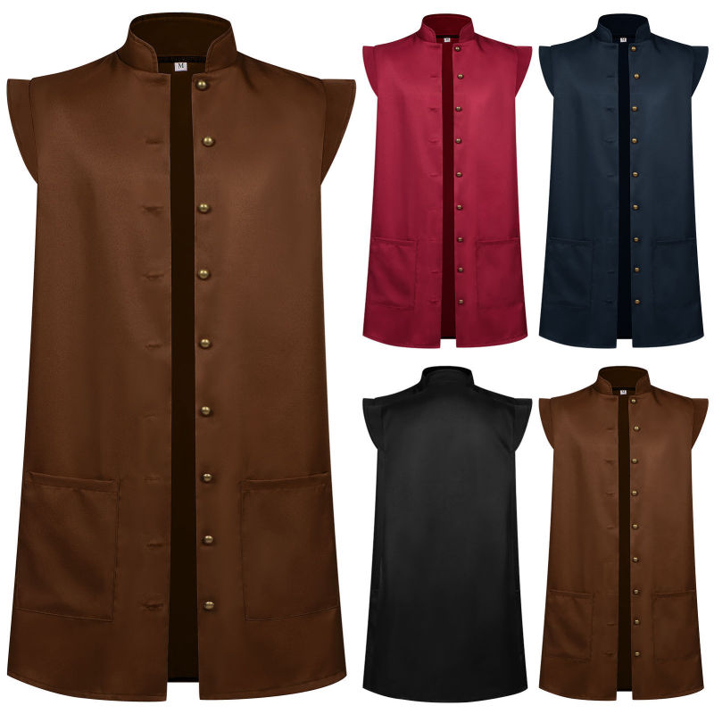 Unisex Pirate Vest Sleeveless Renaissance Robe Lightweight Medieval Festival Cosplay Costume