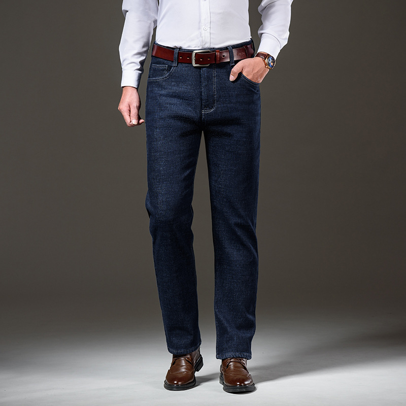 Vaqueros para hombre modelos de otoño e invierno pantalones casuales de hombre de negocios rectos sueltos invierno