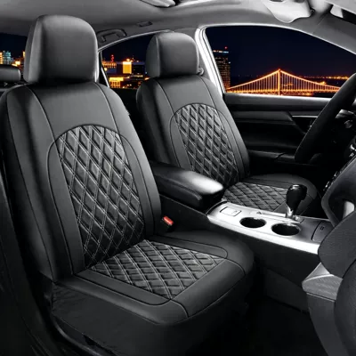 All-season universal car seat covers, full set of five-seater seat covers, full surround seat covers for autumn and winter, cross-border (Universal seat cover) - double-stitched-black-five-seater-nine-piece-set