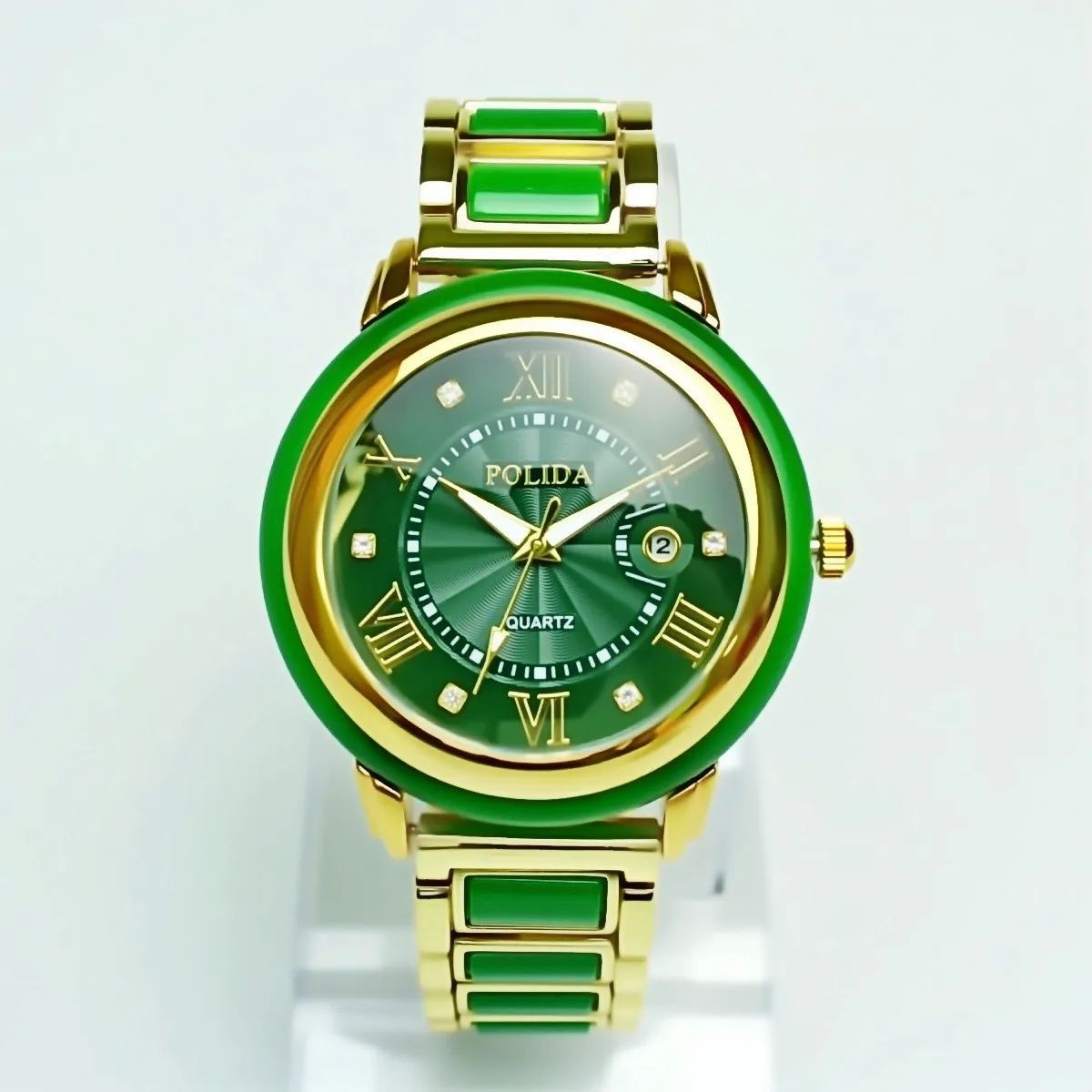 Herren Armbanduhr Mit Kalender Und Jadeoptik Chronograph Design_voghion.com