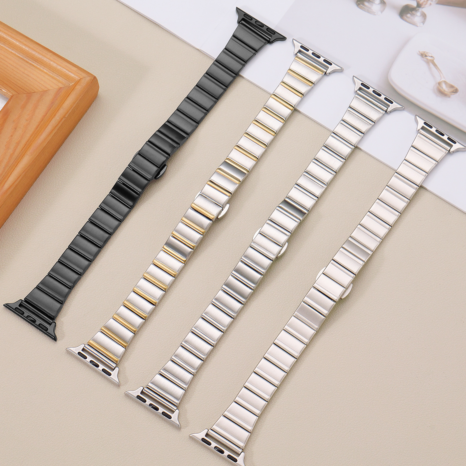 New One-Bead Small Waist Watch Strap Suitable for Apple S11 Watch Strap Iwatchs10 Metal Stainless Steel Huawei Gt6