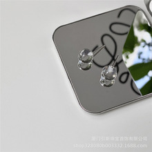 引斯/清冷感天然白水晶球小灯泡纯银耳钉女耳饰高级简约小众设计